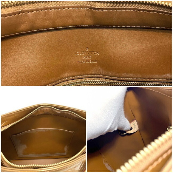 LOUIS VUITTON Handbag Houston Beige Brown Bronze Monogram Verni M91122 Bag Paten - Picture 10 of 10